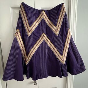 Karen Millen Purple A-Line Skirt with Embroidered Chevron Pattern